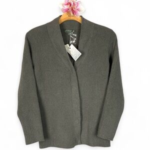 NWT Rare Barefoot Dreams CozyChic Cord Rib Cardigan in Olive Branch